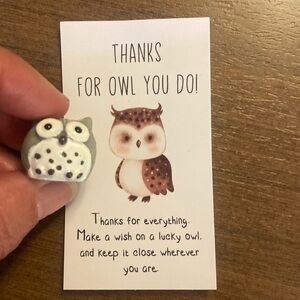 Owl Figurine - Gray and White, Inspirational
